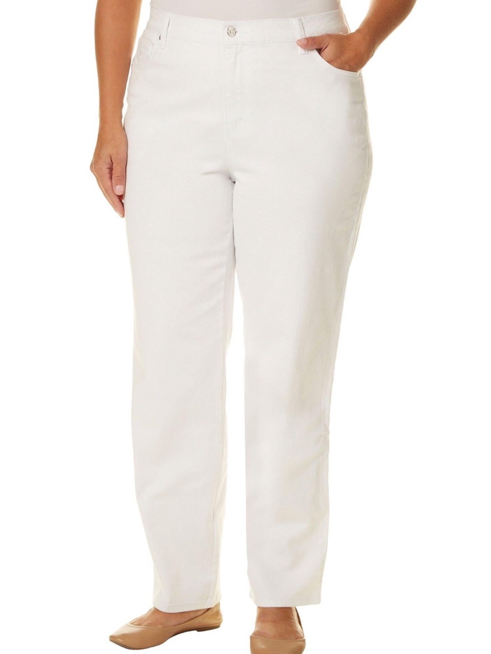 Gloria Vanderbilt Amanda Classic Rise Tapered Leg Stretch Jeans white size 16